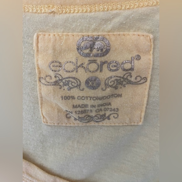 Eckored - Light yellow short sleeve shirt w graffiti pattern & jewels π ππ - Picture 5 of 6